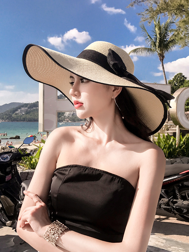 Beach Straw Hat Women's Summer Seaside Big Brim Sun Protection Sun Shade Outing Korean Style Al