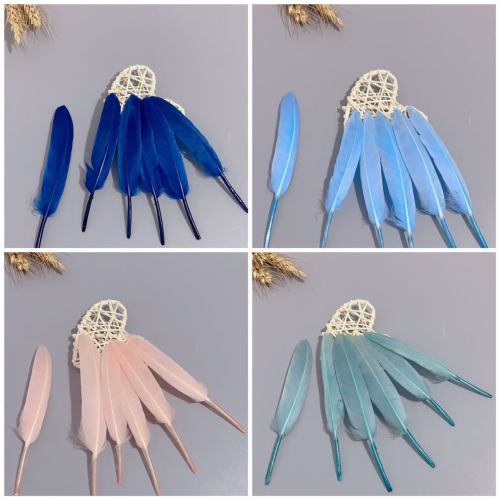 Factory Direct Sales Popular Feather Mural Decoration Goose Feather Small Straight Knife Ornament DIY Handmade Material Colorful Goose Feather