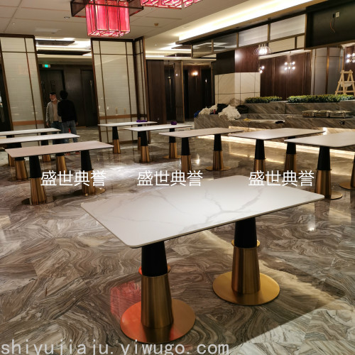 zhengzhou star hotel western restaurant rectangular table hot spring resort hotel buffet table and chair hotel rock plate breakfast table