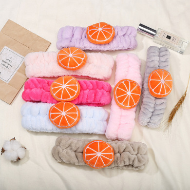 橘子发带洗脸敷面膜头箍水果造型简约成人束发带头饰品_美克日用品