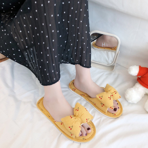 fresh strawberry cherry butterfly knot home indoor non-slip rubber sole sandals open toe floor slippers