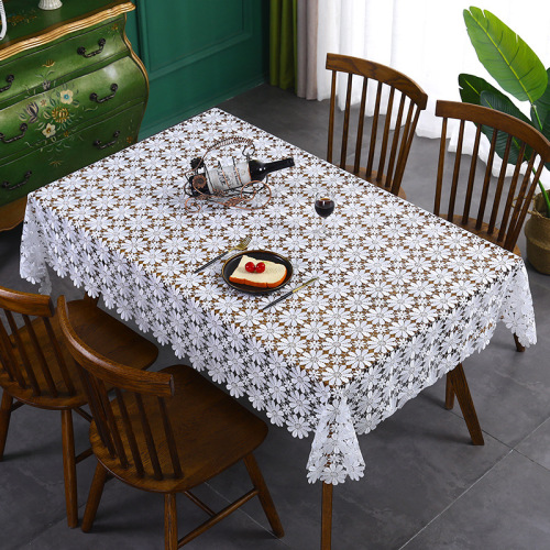 white flower lace tablecloth modern minimalist table cloth handmade hollow-out household decorative coffee table cloth square tablecloth