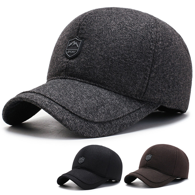New Middle-Aged and Elderly Warm-Keeping and Cold-Proof Baseball Cap Men's Winter Earflaps Cott