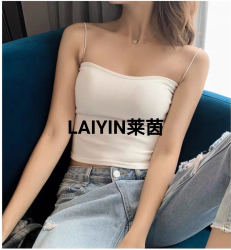 with Chest Pad， Inner and Beautiful Back Small Sling Vest for Women， Fashionable Short Navel Top for Summer， No Refund for Internet Celebrity