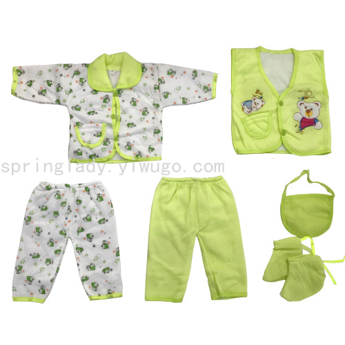 Spring Lady Newborn Baby Clothes Baby 6-Piece Set Baby Clothes Baby Clothes Suit Wholesale