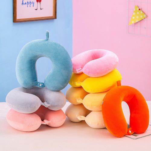 Solid Color Memory Foam U-Shaped Pillow round Travel Neck Pillow Memory Foam U-Shaped Pillow Customized Wholesale Printed Logo 