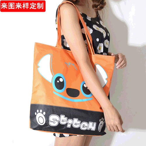 Factory Wholesale Export Supply Cartoon Stitching Single Shoulder Large Capacity Mickey Canvas Bag Single Shoulder Women‘s Bag Printed Bag 