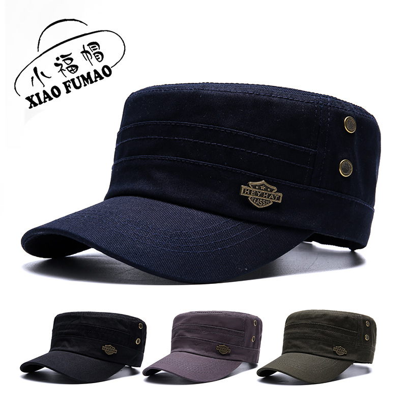 Men's Hat Military Cap Flat-Top Hat Yingzi Heroic Bearing Su...