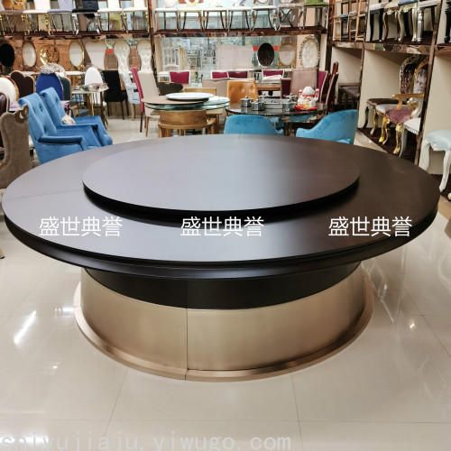 hangzhou club modern light luxury solid wood electric dining table customized villa electric round table hotel luxury box dining table