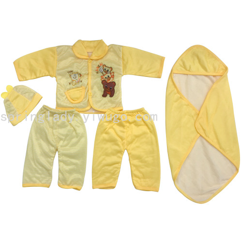 Spring Lady Newborn Baby Clothes Baby 5-Piece Set Children Clothes Baby Clothes Suit Wholesale