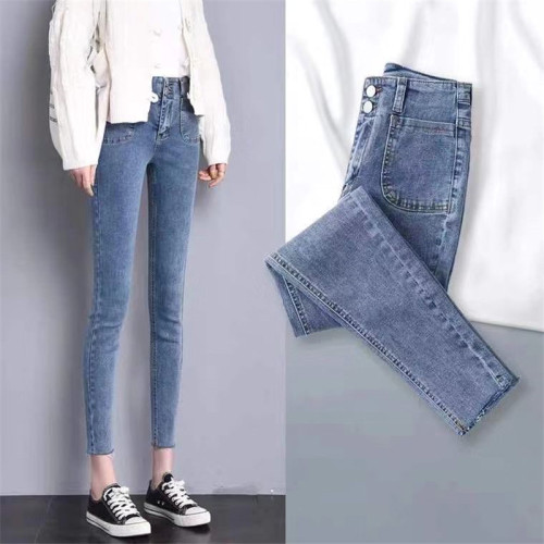high waist jeans for women 2022 new spring and autumn slimming high-looking all-match slim fit stretch pencil pants for women trendy