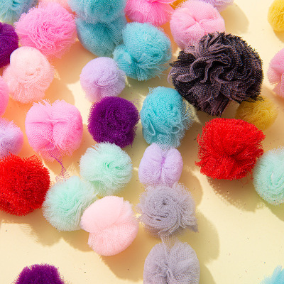 Spot Supply 2.5cm Mesh Ball Korean Color Lace Floral Ball DIY Handmade Earrings Hair Accessories
