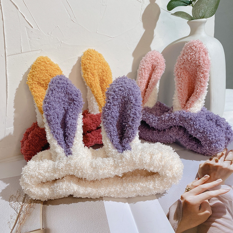 Korean New Rabbit Ears Hair Band Face Wash Mask Headband Stereo Internet Celebrity Cute Hair Band Ha
