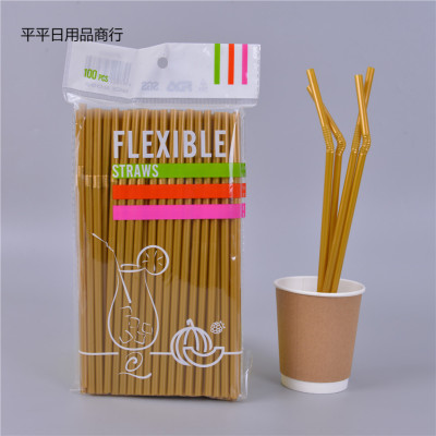 Gold Creative Handmade Artistic Straw Disposable Beverage Plastic Straw PP Straw