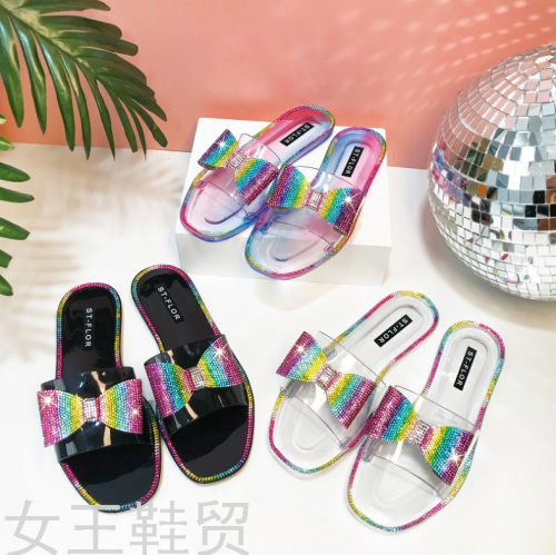 shoes europe and america cross border fashion transparent color jelly slippers women wholesale custom slippers