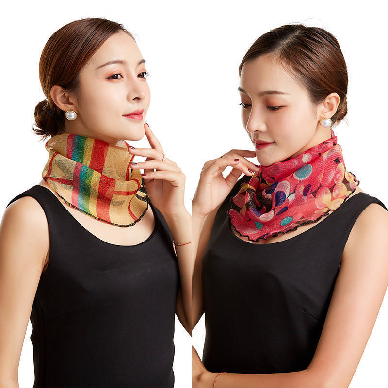 Spring and Summer New Variety Mixed Gold Silk Ear Hanging Small Silk Scarf Scarf Female Pullover Mas
