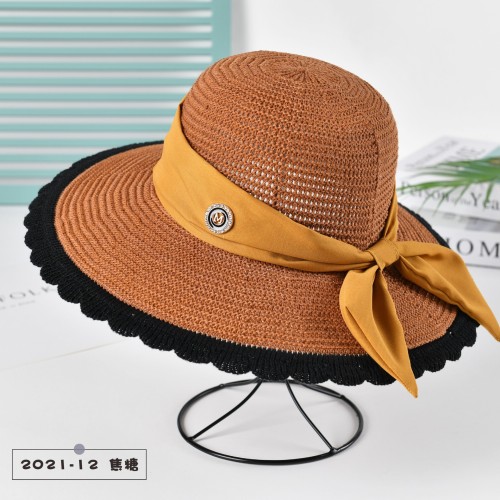 new summer knitted cotton thread sunscreen fashion hat sun hat factory women‘s sun hat outdoor travel hat basin hat