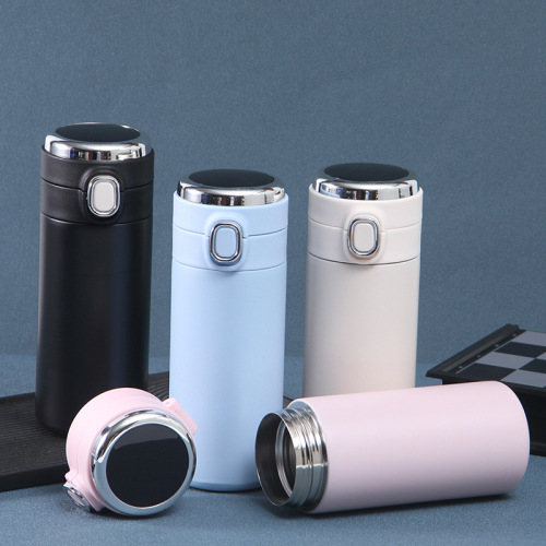 stainless steel thermos cup with temperature cover led touch display pea cup intelligence temperature measuring bouncing vacuum cup