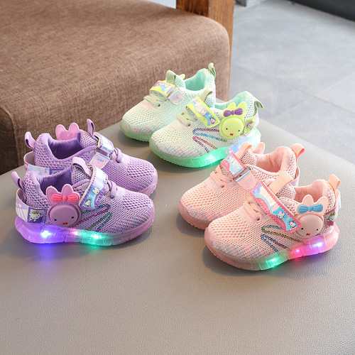 Spring New Lights Children‘s Shoes 2021 Children 1-3-6 Years Old New Mesh Shoes Flying Woven Shoes Sneakers with Light Shoes 