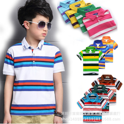 children‘s lapel short sleeve new korean style t-shirt summer foreign trade children‘s wear leisure processing supply wholesale