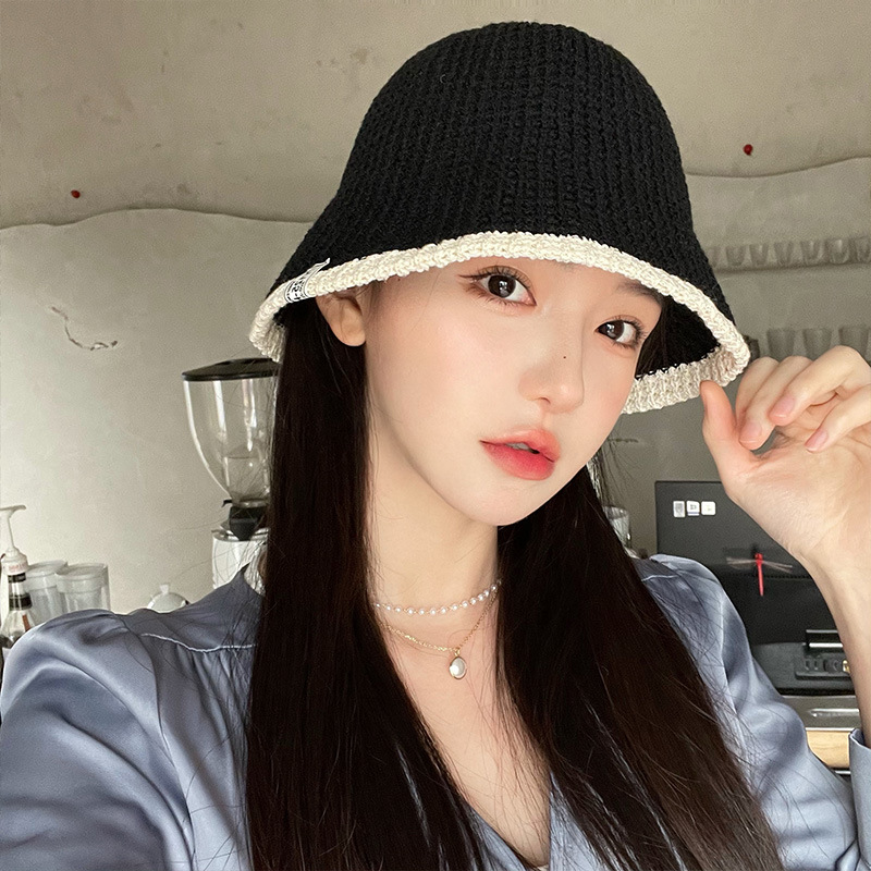 Korean Style Spring and Summer Breathable Cotton Thread Face-Covering Bucket Hat Ins Japanese Patch