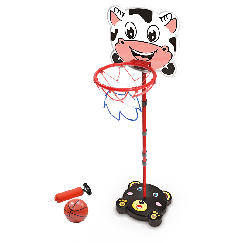 New Children's Iron Frame Basketball Stand Adjustable Cow Bear Base Basketball Hoop Shooting Fr
