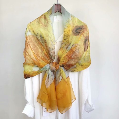 [Retail] Paris Spring 138*190 Yourou Yarn Scarf Magnolia Floral Sunflower Beach Towel