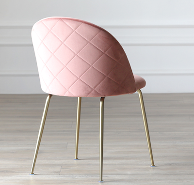 Factory Direct Sales Affordable Luxury Style Dining Chair Iron Gold Plated Light Luxury Pink Nordic Fabrics Dining Table Chair