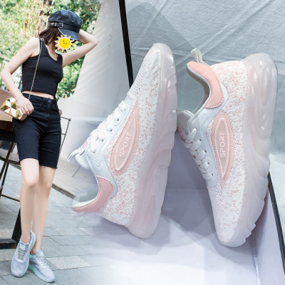 Luminous Fly-Knit Sneakers Women‘s New Korean Style Running Board Shoes Women‘s Ins Breathable Casual Shoes Z08 Flying Woven