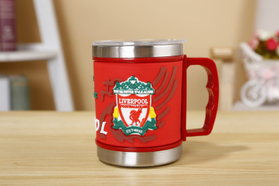 Factory Customized 3D Pattern Stainless Steel Football Cup Soft Glue Stereo Pattern Stainless Steel Cup