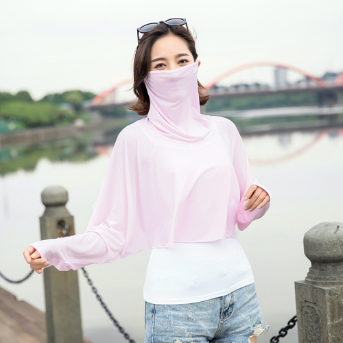 2023 sun protection clothing women‘s new ice silk sun protection clothing summer breathable cold mask sleeve cycling shawl cloak