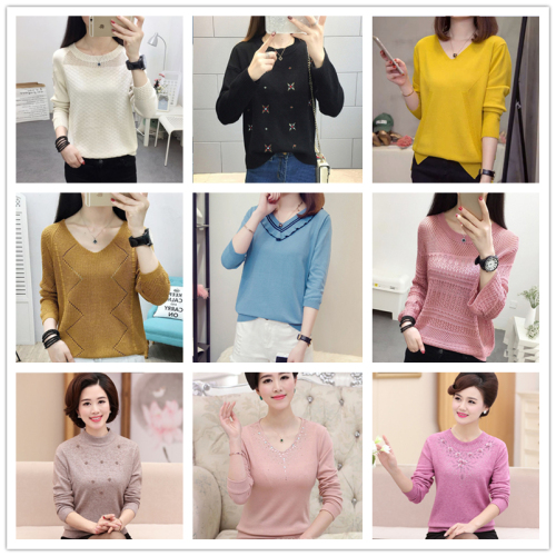 Stock Women‘s Sweater Stall Hot Selling Spring and Autumn Foreign Trade Tail Goods Women‘s Pullover Sweater Knitwear Factory Wholesale