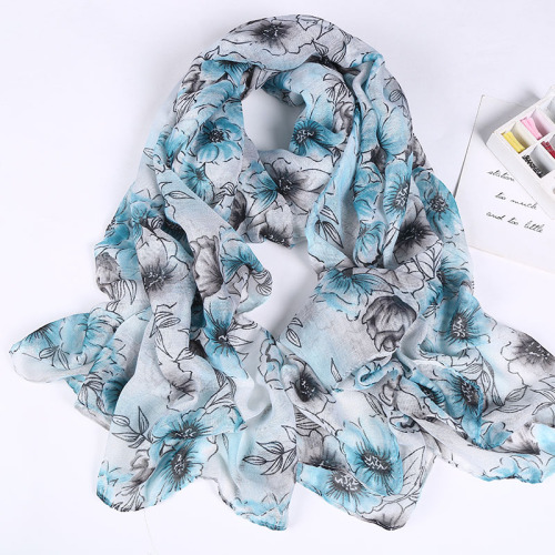 New Voile Geometric Print Spring and Summer Leisure Women Scarf Shawl Bandana Factory Direct Sales in Stock