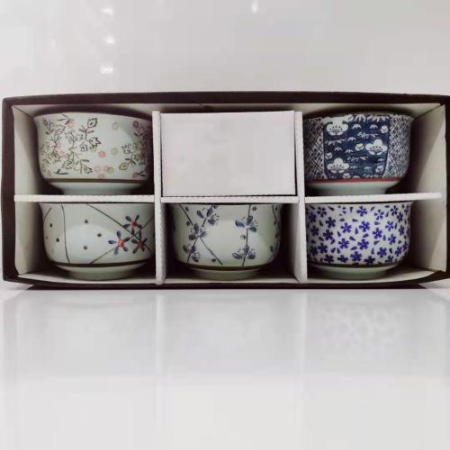japanese hand painted rice bowl ceramic household 4.5 korean-style bowl set gift box 5-piece set