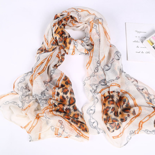 New Voile Leopard Print Spring and Summer Leisure Women Scarf Shawl Bandana Factory Direct Sales in Stock
