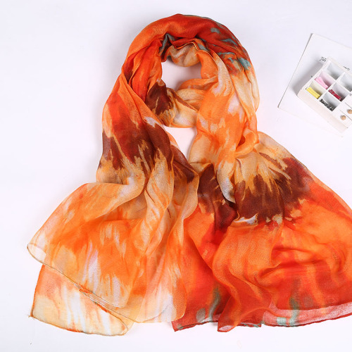 New Voile Colorful Printed Spring and Summer Leisure Women Scarf Shawl Bandana