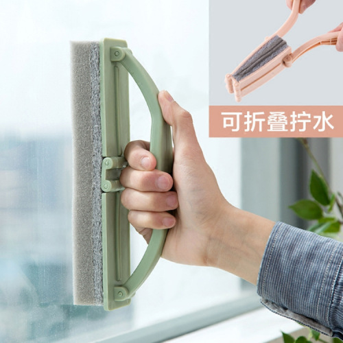 Folding Brush with Handle Draining Brush Japanese Home Strong Decontamination Tile Window Cleaning Brush Sponge Brush