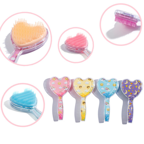 Cute Plastic Comb Heart Shape Comb Cartoon Children‘s Hair Comb Cartoon Cross-Border Customization Hair Tidying Comb