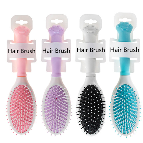 Internet Celebrity Air Cushion Comb Cat‘s Paw Handle Pink Cute round Roller Comb Shape Hair Curling Comb Air Cushion Airbag Comb