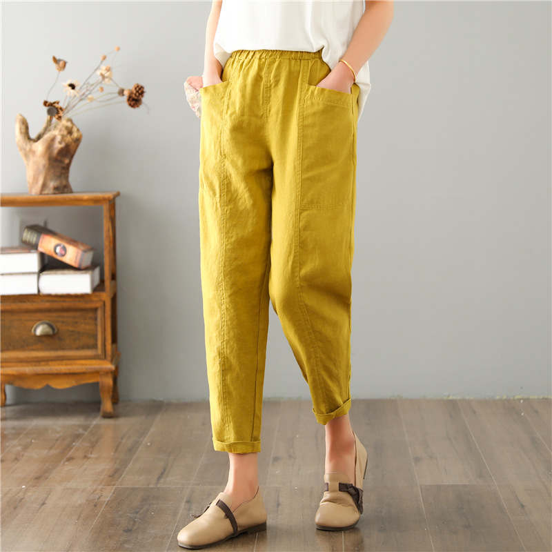 Summer Pants for Women 2021 New Linen Women's Thin Casual Ha...