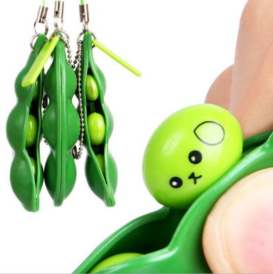 Cross-Border Squeeze Bean Squeeze Stress Relief Bean Creative Pressure Relief Relieving Stuffy Pea Pod Keychain Toy