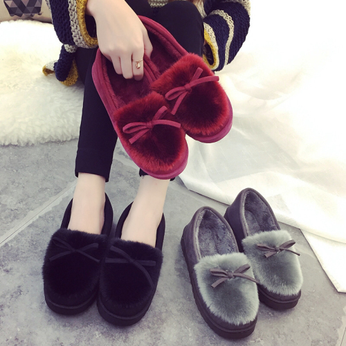 New Autumn and Winter Cotton Slippers Women‘s Bag with Thick Bottom Plush Thermal Home Indoor and Outdoor Confinement Shoes Wool Slippers Peas Shoes