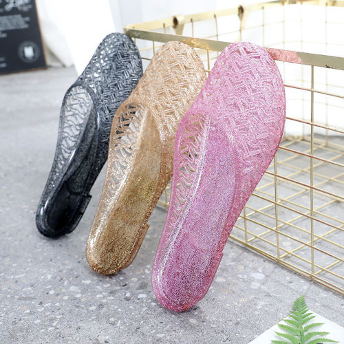 summer new style slippers women‘s crystal jelly shoes home indoor closed toe plastic beach hole sandals