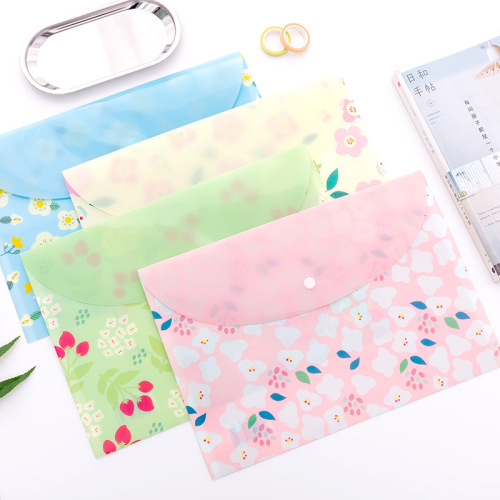 Factory Wholesale Creative Cute Refreshing Floral Office Document Bag Student Test Paper File A4 Storage Information Bag