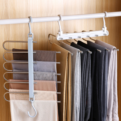 Multifunctional Folding Pants Rack Pants Clip Home Hanger Pants Clip Pants hook Rack Multi-Layer Magic Storage Rack