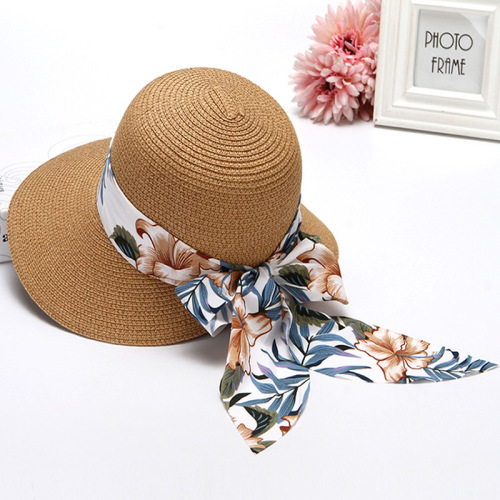 hat female summer korean style sun hat bow peach hat travel sun hat beach seaside straw hat