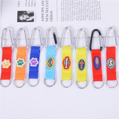 New Customized Aluminum Alloy Climbing Button Carabiner Rubber Logo Ribbon Climbing Button Carabiner Gift Backpack Buckle Anti-Lost