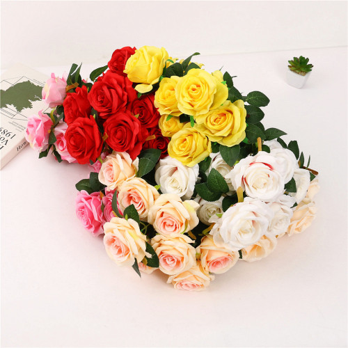 northern europe artificial rose artificial flower home living room indoor dried flower bouquet decorative flower decoration 9 heads 10 new roses