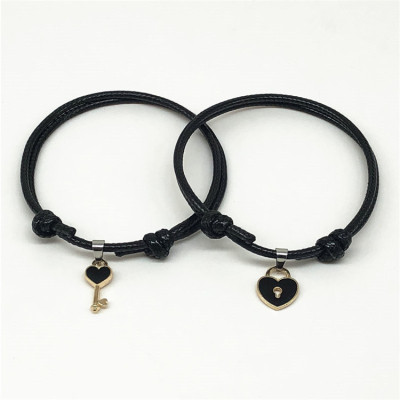 A Pair of Simple Couple Bracelet Key Heart-Shape Lock Bracelet Jewelry Bracelet Wholesale Cross-Border Supply Jewelry