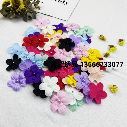 satin shaping flower piece double-layer beaded toy doll clothes decorations accessories hat hair accessories diy handmade materials